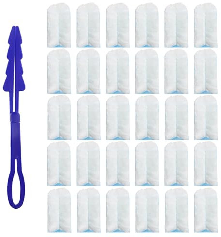 Fluffy Duster Refills 30 PCS, Dust Magnet Refill for Flash, Dust Magnet Refills with 1 Folding Handle Compatible with Flash Pledge and Swiffer Dusters for Blinds PC Keyboard Office Desk Dresser