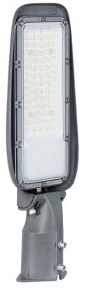 LUXULA LED Straßenlaterne 50W 4500K Neutralweiß, IP65 Außenleuchte für Mast- oder Wandmontage, wetterfeste Außenbeleuchtung für Hof, Parkplatz und Wege, robuste Straßenbeleuchtung Grau