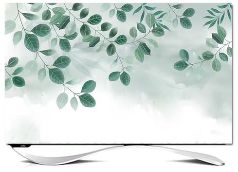 Einfache, moderne TV-Abdeckung, weiche Stoff-TV-Abdeckungen for den Innenbereich, staubdicht, 3D-Blätter, Blumenmuster, wasserdichte TV-Abdeckung, LCD-LED-HD-Display, Staubschutz, Farbe: A)(A,75in(175