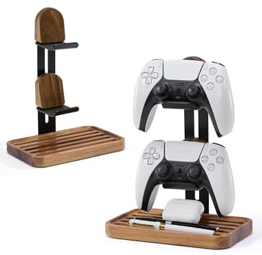 blingwider Game-Controller-Halter, 2 Ebenen, verstellbarer Game-Controller-Ständer für PS/XBOX/Switch/Nintendo, Game-Controller-Organizer, Zubehör-Management auf dem Schreibtisch, Massivholz