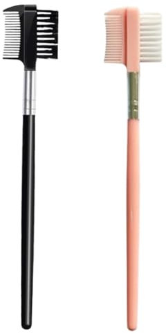 2 piezas de cepillos de pestañas y cepillos de pestañas con un diseño de doble cara. 2 piezas de cepillos de cejas 2-en-1 con cepillo, adecuados para el maquillaje femenino. (Negro, Rosa)