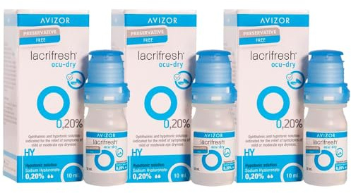 Avizor Lacrifresh Ocu-Dry 0.20% Hydrating Eye Drops 3x10ml | Relief for Irritation, Dryness, and Hypersensitivity | Preservative-Free | Compatible with Contact Lenses | Daily Use
