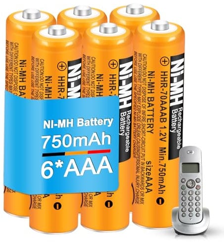 6 Pack NI-MH AAA Akku 1.2v 750mAh HHR-70AAAB Wiederaufladbare Batterien für Gigaset BT Panasonic Kabelloses Heimtelefon