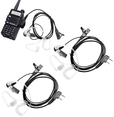 Oreillette Talkie Walkie,2 Pcs Oreillette Talkie Walkie 2 Broches Casque éco, 2 Broches Oreillette Radio (150CM) Compatible avec La Radio Bidirectionnelle Kenwood BAOFENG UV5R 888S RT24 RT27 HESENATE