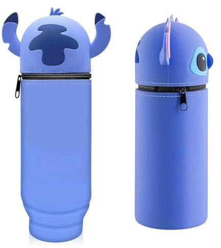 May Huang Kawaii Federmäppchen, Mäppchen, 2-in-1 Weichem Silikon Federtasche, Weiche Silikontasche, Stand Up Federmäppchen, Stifte Mäppchen, Stifthalter Bleistifttasche Mädchen Junge (Stitch)