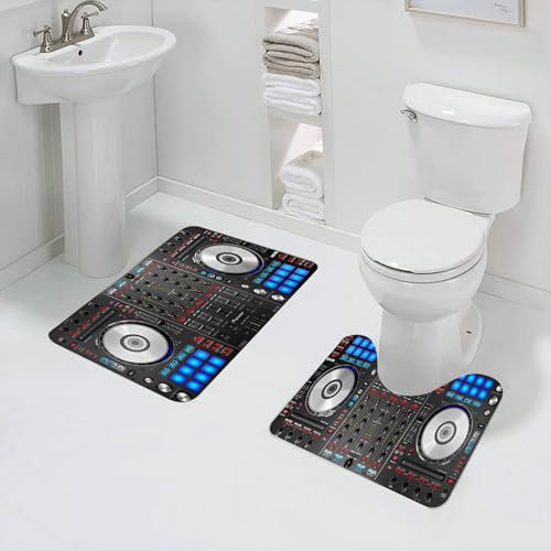 QRFASFZO 2 piece bath mat set Non-sliding bathroom cushion water absorption bathtub machine washable carpet toilet floor,Professional DJ equipment display cabinet, Pioneer DDJ-SX controller, equippe
