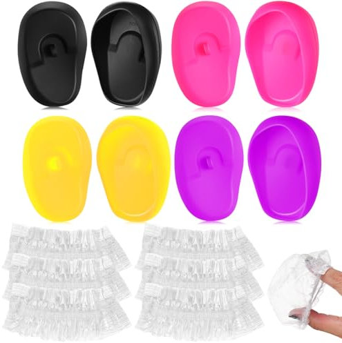 PENIKOKO 4paires Lot Couvre-oreilles Silicone Réutilisables Pour Oreilles Lors Douche Ou Coiffure
