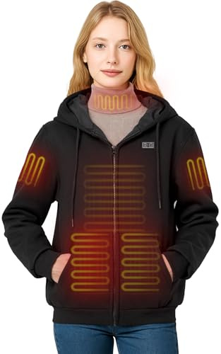 Moteoza Heated Hoodie for Women with 7.4V 16000mAh Battery Pack Upgraded Women Heated Sweatshirt with Dual-Zone Heating