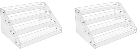 Glayent 2X Porta CD A Cascata in Acrilico Trasparente A 4 Livelli, Porta CD/Dvd Espositore per Dischi in Vinile