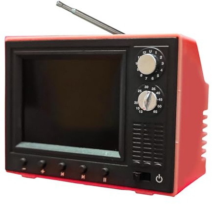 :12 Scale Mini Working TV for Dollhouse - Retro Playable Television with Screen & Sound - Doll Furniture Decor Entertainment Center Gift- Red