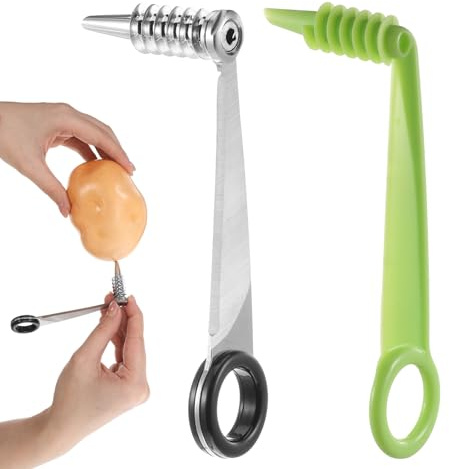 2 Pack Spiral Cutter Knives Vegetable Spiralizer Plastic Stainless Steel Spiral Knife Manual Spiral Potato Cutter for Kitchen Accessories Fruits Carrots Cucumbers Tools Home