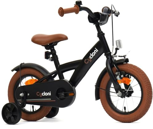 Cycloni Kinderfahrrad Jungen und Mädchen - 12-16 Zoll | Jungenfahrrad und Mädchenfahrrad mit Stützrädern - Kinder Fahrrad ab 4 Jahre - Klingel, Frontkorb, Doppelbremse