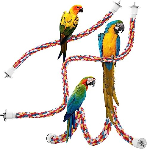 Jusney Bird Rope Perches,Parrot Toys 33 inches Rope Bungee Bird Toy (33 inches)[1 Pack]