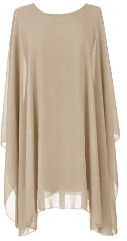 TEXTURE Ladies Womens Italian Lagenlook Batwing Sleeve Flowy Chiffon Kaftan Tunic Top Blouse Dress One Size Plus UK 14-22