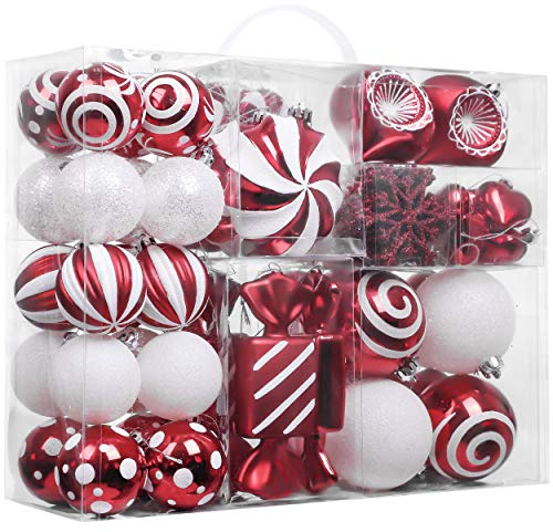 Valery Madelyn Weihnachtsschmuck-Set, 108 ct Zuckerstange, rot und weiß, bruchsicher, Weihnachtsbaumschmuck, Kugel, Ornamente, Bulk, dekorative hängende Ornamente für Weihnachtsbäume, Urlaub,