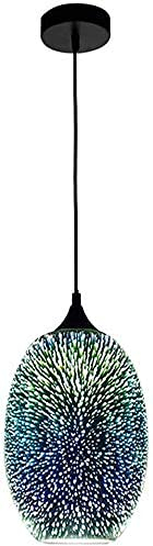 SAILAG LIGHT Vintage E27 Pendellampe Bunte Glas Schatten Pendelleuchte 3D-Feuerwerk-Effekt Design Höhenverstellbar Hängeleuchten Esszimmer Esstisch Schlafzimmer Küche Cafe Dekor Deckenlampe,φ22*32CM