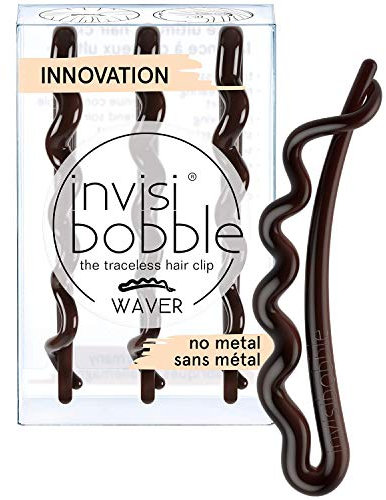invisibobble Waver Plus Haarklammer Pretty Dark I 3x Haarnadel braun Mädchen & Damen I Haarspange groß starker Halt I designed in Herzen Münchens