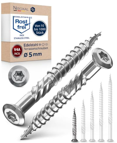 Vis terrasse inox A4 V4A vis à bois Torx TX fraisée bombée 5x40 mm – 400 pcs vis terrasse inox marine bois extérieur