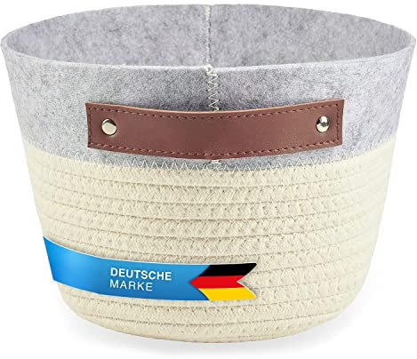 Feluna® Aufbewahrungskörbe aus Leinen verschiedene Ausführungen; Blumenkübel Spielzeug-Box Klappbox Organisations-Körbchen Badezimmer-Korb Deko-Korb (Brot-Korb)
