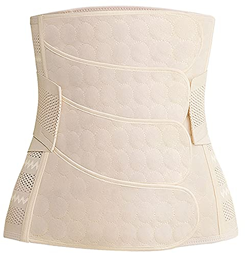 WANYIG Postpartale Unterstützung Bauch 4 Beiträge Postpartale Bauch Wrap Gürtel Schwangerschaft Recovery Girdle Stützgürtel Bauchband Bauchgurt Stützt Taille Rücken und Bauch (Beige, L)