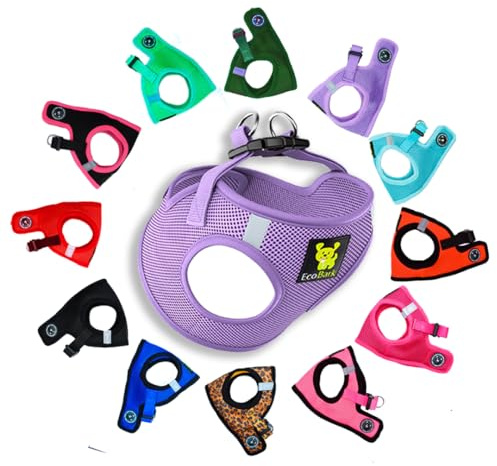 EcoBark Step in Hundegeschirr, reflektierend, weich, Ultra gepolstert, Netzgewebe, für XXS, XS, kleine und mittelgroße Hunde, umweltfreundlich, bequem, sicher, kein Ziehen, verstellbare Haustierweste