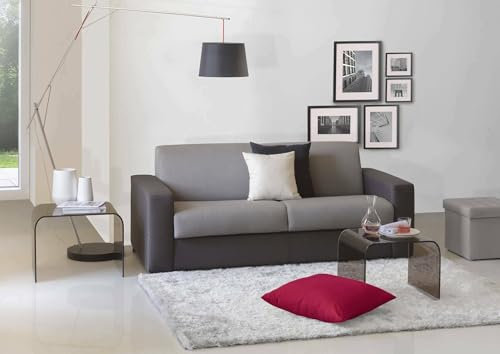 Talamo Italia - 3-Sitzer Schlafsofa Aliana, drehbares Sofa aus gepolstertem Stoff, Standardarmlehnen, 100 % Made in Italy, 220 x 95 x 90 cm, Grau und Anthrazit