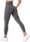 TAYOEA Damen Sport Leggings Blickdicht Yogahose Nahtlos Lange Leggings Slim Fit Fitnesshose Lächeln Kontur Push up Sporthosen Hohe Taille Yoga Lange Leggings Übung Fitness Joggen Grau,M