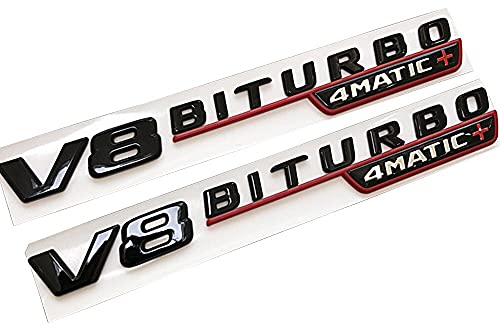 2 stücke Fender Wind Vane Air Badge Decor Aufkleber V8 BITURBO. Emblem for Mercedes Benz AMG GT S ML SL Klasse CLA GLA SLK SLS CLS W220 (Color Name : Red V8 BITURBO)