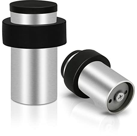 Door Stopper Stainless Steel Floor Mount Door Stop Cylindrical Door Stoppers with Rubber Ring, 2 Pack Heavy Duty Modern Soild Commercial Industrical Cylinder Door Stop Silver Door Holder Catch