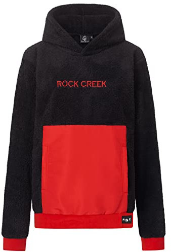 Rock Creek Damen Teddyfell Kapuzenpullover Hoodie Pullover Sweater Sweatshirt Kapuzen Hoodie Teddyfell Hoodie Pulli Soft Oversize Oberteil Schwarz L