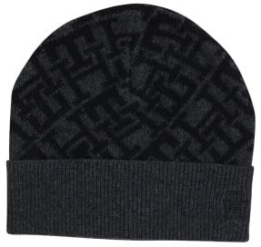 Tommy Hilfiger Monogram Beanie Mütze, Schwarz-Grau