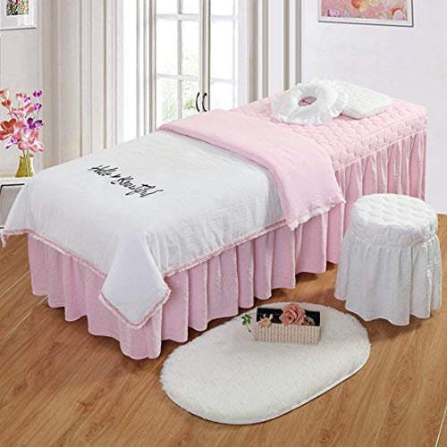VIROYA Ensembles de draps de Table de Massage en Microfibre Jupe de lit Drap de cantonnière avec Trou de Repos du Visage Jupe de Table de Massage Anti-Boulochage taie d'oreiller-g 70x190cm(28x75inch)