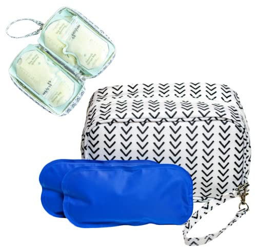 Breastmilk Cooler Bag with Ice Pack - Insulated Breast Milk Cooler Travel Bag - Small Breastmilk Storage Bag Cooler with Detachable Wrist Strap