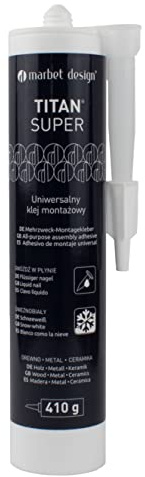 Marbet | Systemkleber TITAN SUPER | Sockelleisten Kleber | Stuckleisten Kleber | Fußleisten Befestigung | Stuckleisten Montage | Lösungsmittelfrei | Überstreichbar | Elastisch | 310 ml Kartusche
