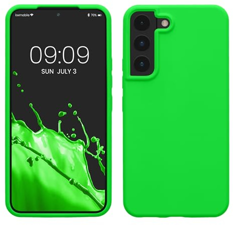 kwmobile Cover per Samsung Galaxy S22 Custodia - Back Case per Smartphone in Silicone TPU - Protezione Gommata - verde fluorescente