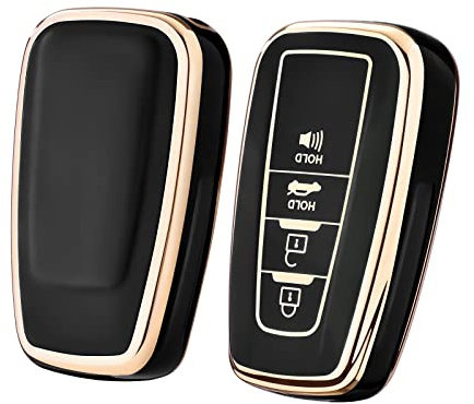 OATSBASF Autoschlüssel Hülle für Toyota, 4-Tasten Schlüsselhülle für Toyota Avalon, Corolla, RAV4, Camry, C-HR, Prius Prime, 86 GT, Highlander, Schlüsselbox Cover (4-Tasten-Schwarz)