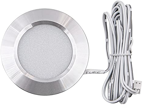 NUZAMAS 4 Éclairages LED Liables Sous Armoire Télécommande 3W Dimmable Lumières, Placard Lumières Sous Comptoir Lumières pour Placard Vitrine Bibliothèque Armoire Blanc 6400K, Panneau LED Encastré