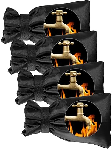 Wohohoho Outdoor-Wasserhahnabdeckungen für den Winter, 4 Packungen Pro 25,4 cm H x 17,8 cm B, schwarz, Außenhahnabdeckung, Frostschutz, wiederverwendbar, wasserdicht, isoliert, Zapfhahnabdeckung,