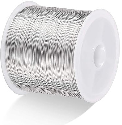 Basteldraht Silber, Schmuck Faden, Draht für Schmuckherstellung, Kupfer Handwerk Schmuck Draht, Schmuckdraht Silber für die Herstellung von Armbändern, Haarnadeln, Kunsthandwerk(0.3 mm x 100 m)