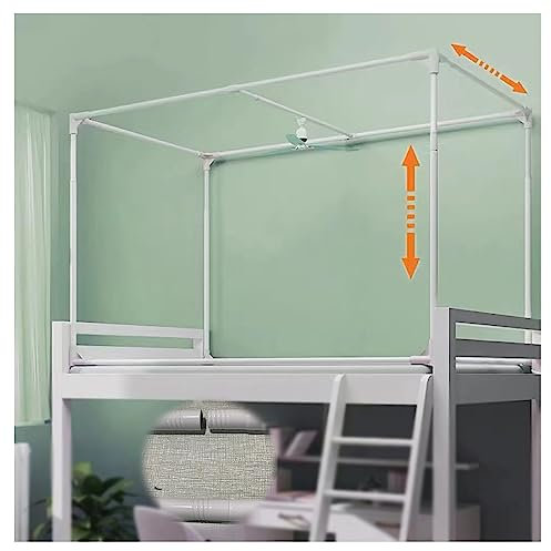 AdeptT Betthimmelstangen mit Vier Rahmen, einziehbare Moskitonetzhalterung, Einzelbett-Moskitonetzstange zum Aufhängen des Betthimmels, blendfrei, Winddicht, lichtdicht,80 * 140cm
