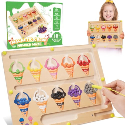 Tsokize Montessori Spielzeug 2-5 Jahre, Magnetisches Farb und Zahlenlabyrinth Spielzeug ab 2-5 Jahre Mädchen Geschenk 2-5 Jahre Jungen Kinderspielzeug ab 2-5 Jahre Jungen Holzspielzeug ab 2-5 Jahre