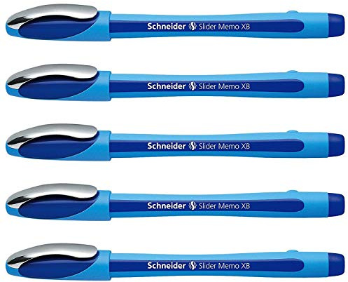 SCHNEIDER 5 Stück Kugelschreiber Slider Memo Pte Extra Large Blau