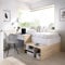 Composizione Camera da Letto Cervino, Lettino Singolo per cameretta, Set con scrivania e scaffali, 195x134h73 cm, Bianco e Rovere