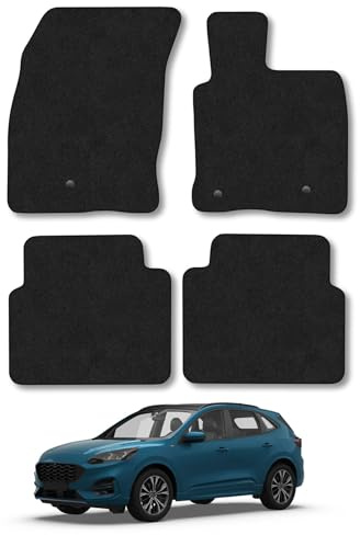 Ford Kuga (2020+) Car Mats Accessories Tailored Fit Carpet Floor Mats Non Slip Black Trim Full Coverage Compatible Accessory Front Rear Set Anti Slip Granulated Backing Hand-Finished Clips