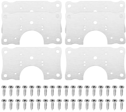 sourcing map 6 Set Hinge Repair Plate with Mounting Screws, Stainless Steel Hinge Repair Brackets for Fixing Cupboard Door Hinge Repair, Silver
