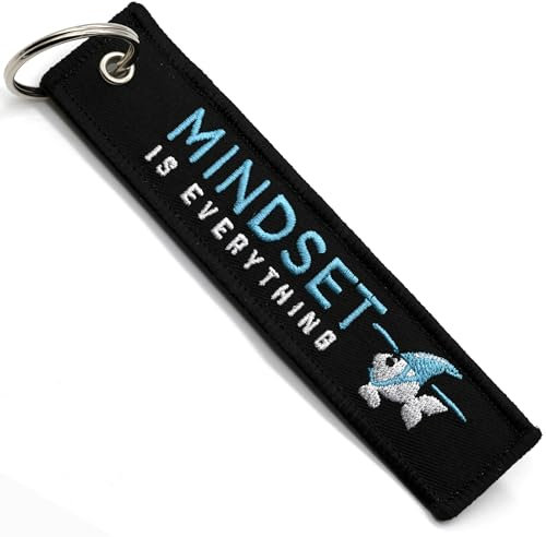 Motorrad Schlüsselanhänger - Geschenk für Motorradfahrer Schlüsselanhänger Stoff MINDSET IS EVERYTHING, Motorrad Zubehör - Originelle Schlüsselanhänger - Originelle Geschenke für Motorradfahrer