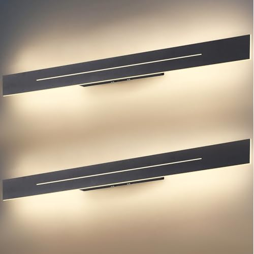 ZMH 2er set Wandlampe led Wandleuchte innen - 100CM Modern Treppenhauslampe Schlafzimmer Warmweiß Flurlampe Schwarz 31W Wandbeleuchtung für Treppenhaus Wohnzimmer