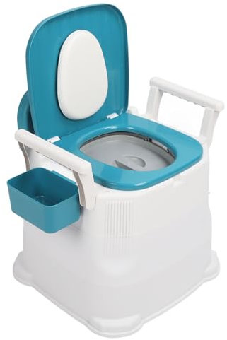Cómoda Junto a la Cama, Inodoro Portátil para Adultos, Silla con Inodoro Antideslizante con Brazos y Respaldo de PU Suave, Orinal para Personas Mayores, Discapacitadas