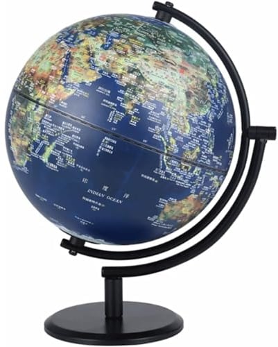 Pädagogischer eingebauter LED-Globus, Erdglobus mit Metallständer, um 720° schwenkbarer geografischer Globus, Weltglobus für Schule/Zuhause/Büro, stabil