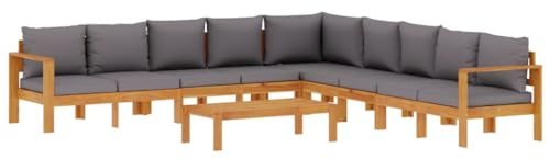 vidaXL Garten Sofa Garnitur 6-TLG., Gartenmöbel Set mit Kissen, Sitzgruppe für Garten Terrasse, Gartensofa Tisch Lounge, Massivholz Akazie